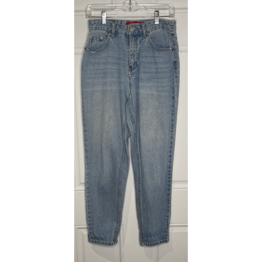 Union Bay Mom Jeans Juniors 5 High Waist Relaxed Tapered Leg 90s Y2K Light Wash